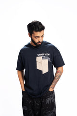 Blue Script – Oversized Army Pocket Tee