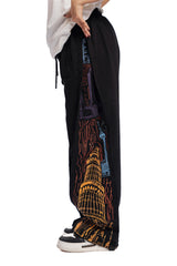 Roadside Story – Line Art Black Wide Leg Trouser Women