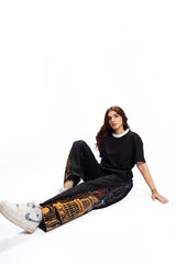 Roadside Story – Line Art Black Wide Leg Trouser Women