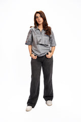 Postcard Tickets from Pakistan – Grey Edition Cotton Shirt Women