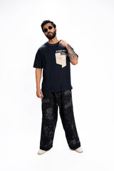 Blue Script – Oversized Army Pocket Tee