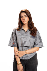 Postcard Tickets from Pakistan – Grey Edition Cotton Shirt Women