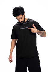 High Street Classic – Black Hand-Thread Collar Tee