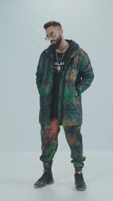 SPLASH GREEN QUILTED LONG PUFFER CO-ORD SET