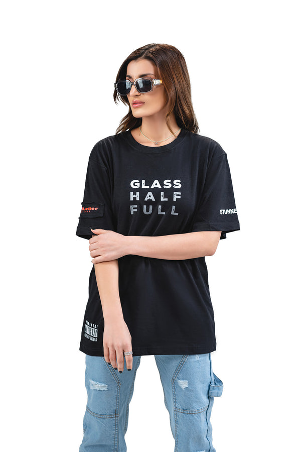 GLASS HALF FULL - UNISEX PREMIUM COTTON TEE