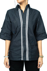 Streetwise Blue Utility Down Shoulder Shirt