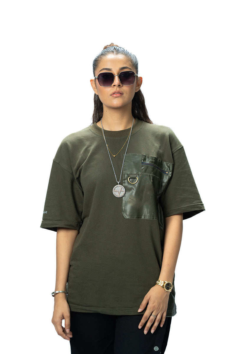 YNG STNR - Green Unisex Down Shoulder T-Shirt