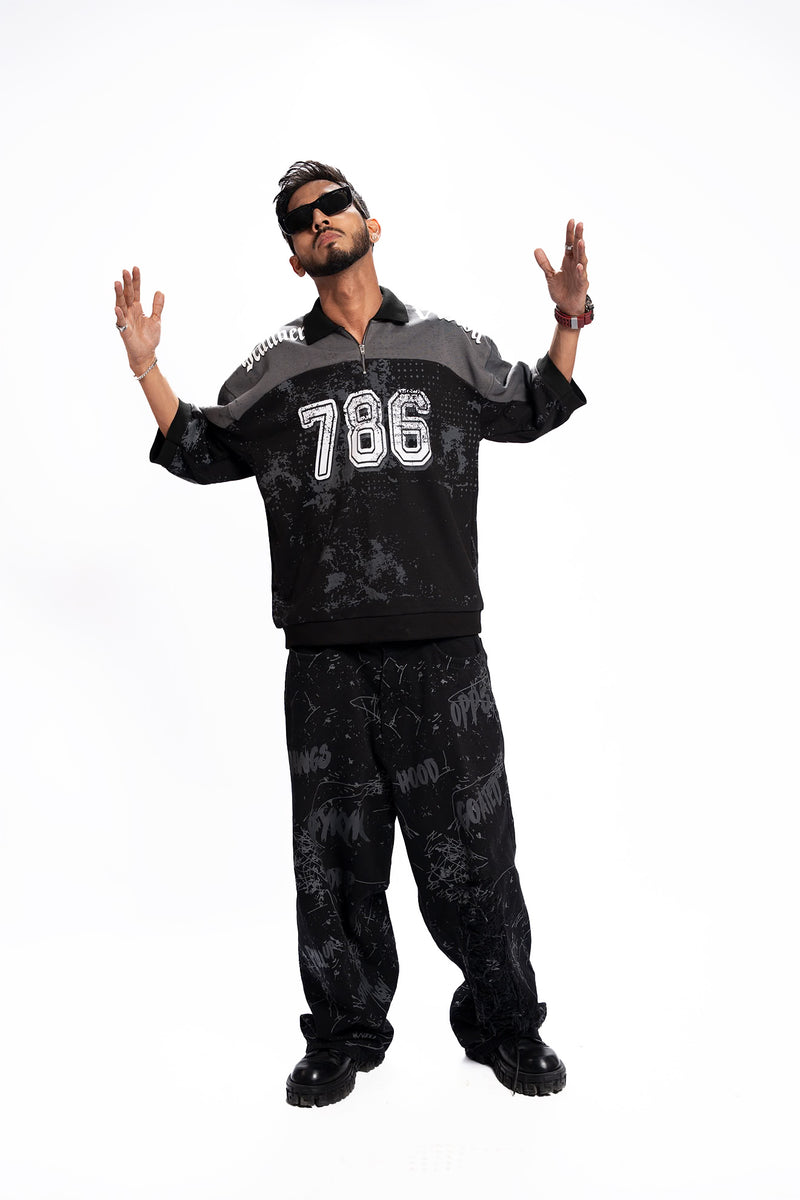 Kattar Karachi Story – 786 Oversized Zipper Tee