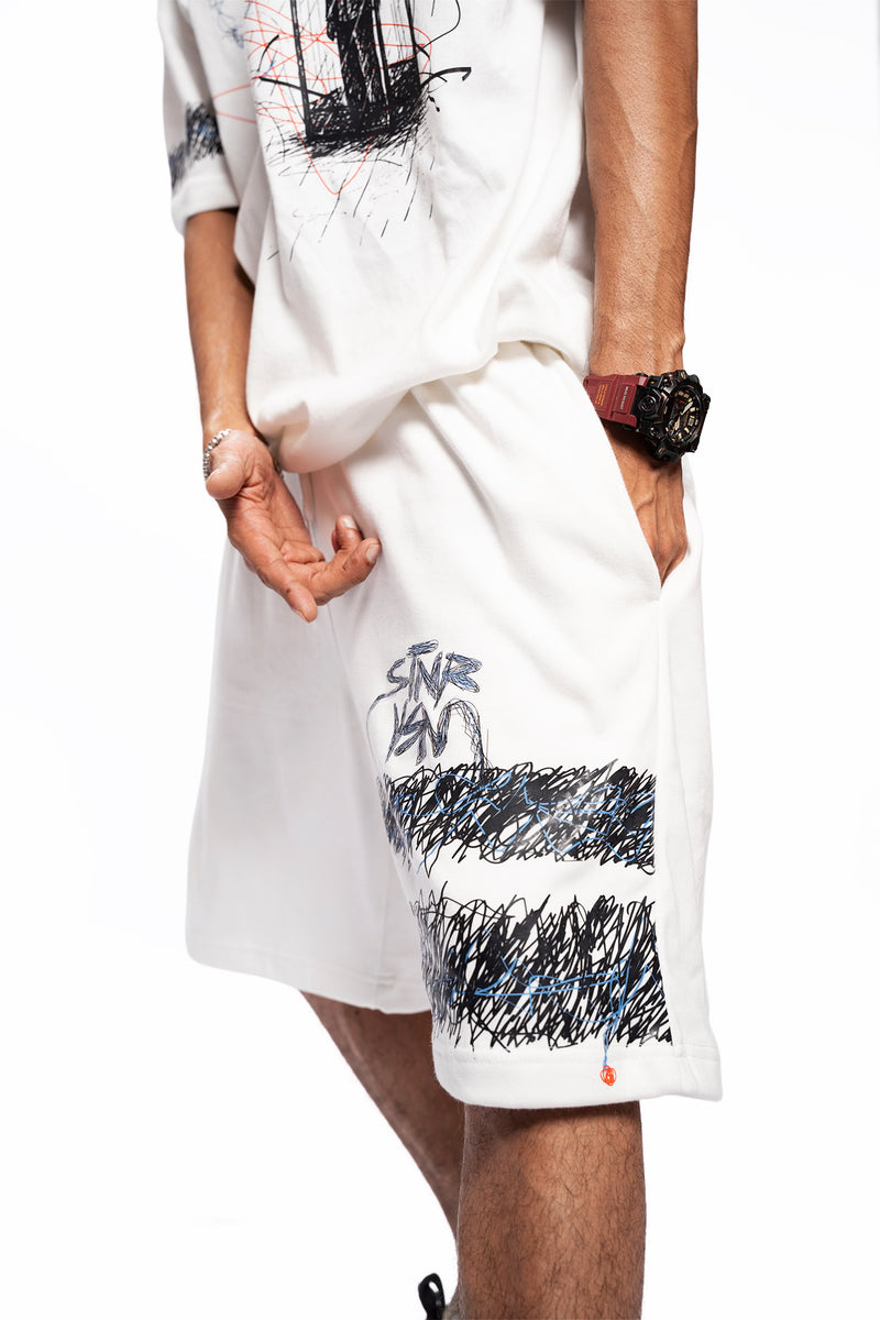 Midnight Booth – Oversized White Shorts