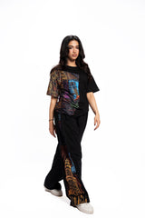 Roadside Story – Line Art Black Wide Leg Trouser Women